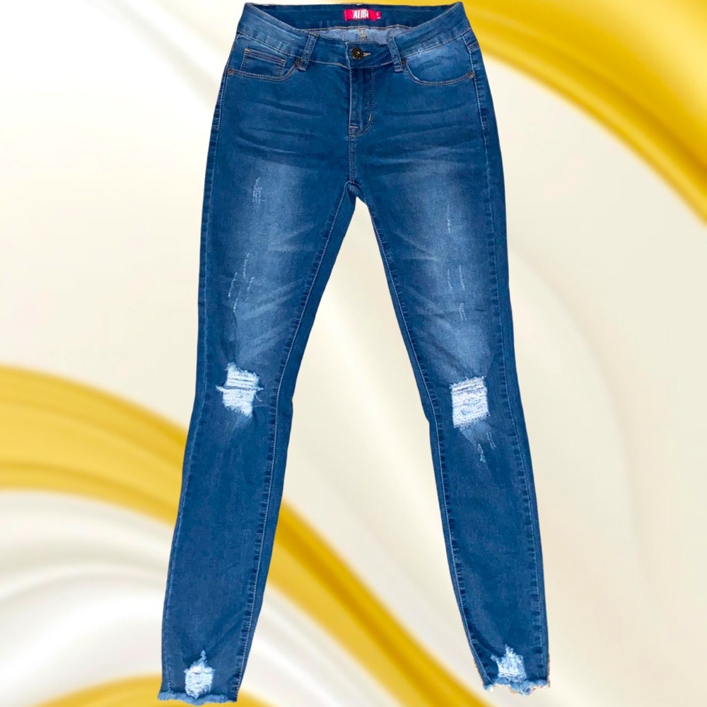 ALIBI Distressed Mid Rise Skinny Jeans For Women & Juniors | Size 5